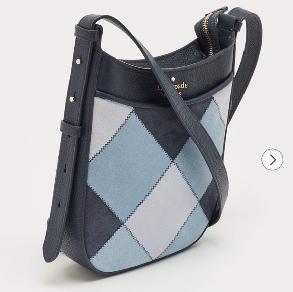 Kate Spade, North South Crossbody Bag, Patchwork Suede, Blazer Blue‎ - Picture 10 of 12